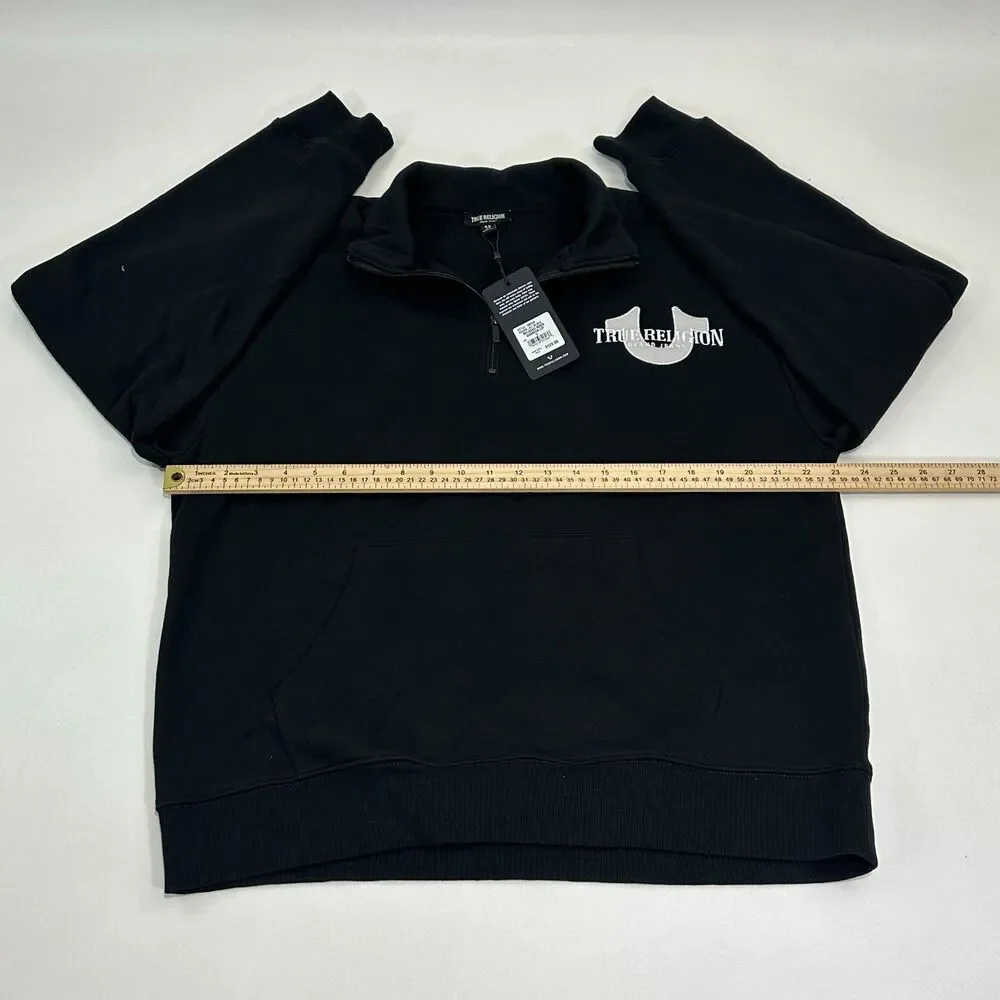 True Religion Half Zip Activewear Pull Over Jacket Embroidered Logo Size S